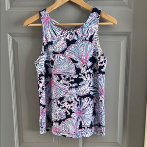 Lilly Pulitzer Blue and Pink Sleeveless Tank Top